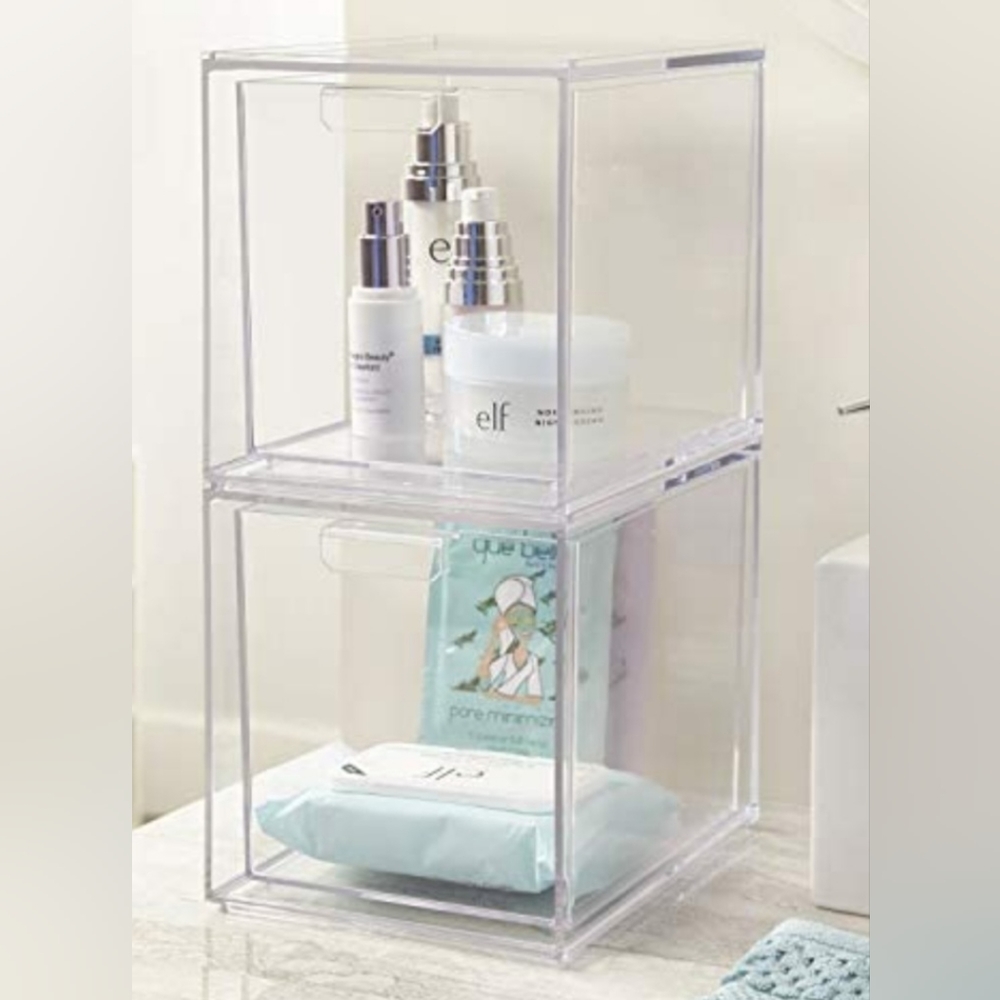 STORi Audrey Stackable Clear Plastic Organizer Drawers | 2 Piece Set | 6.75-Inch